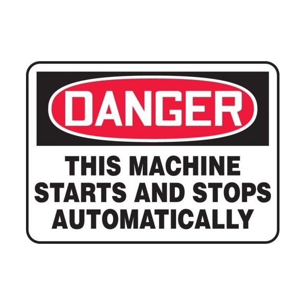 Accuform MEQM150VP Safety Sign, DANGER THIS MACHINE STARTS AND STOPS AUTOMATICALLY, 7 X 10, Plastic MEQM150VP - main